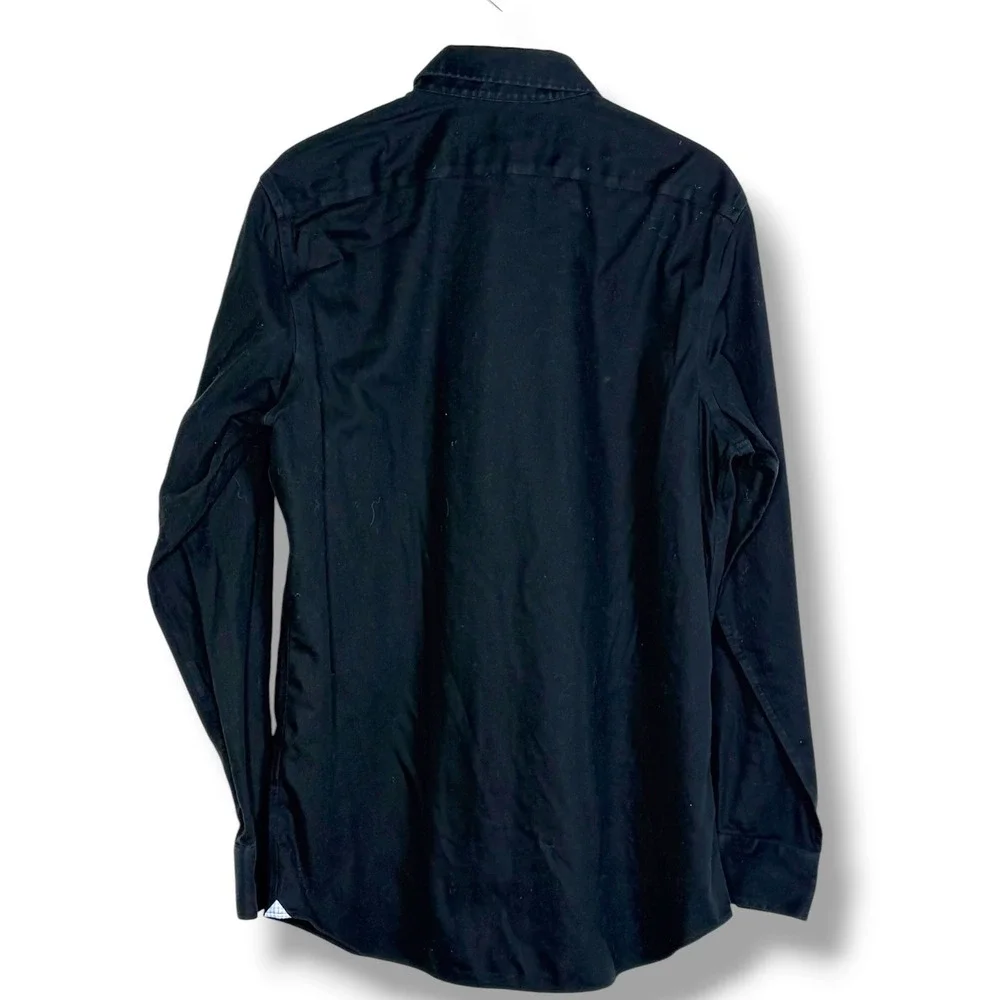 Banana Republic Button Down Shirt L‎ Black Grant Fit Non-Iron Long Sleeve Cotton